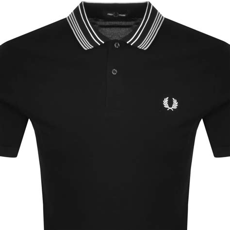 Fred Perry Striped Collar Polo T Shirt Black Mainline Menswear