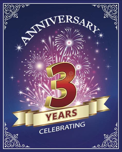 3 Years Anniversary On A Blue Background Stock Vector Illustration Of