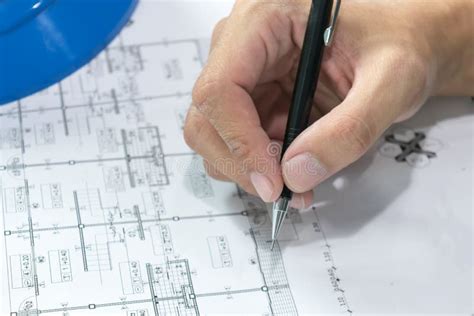 Engineering Diagram Blueprint Paper Drafting Project Stock Photo