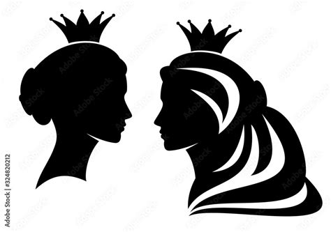 Fairy Tale Medieval Queen Or Princess Profile Head Silhouette