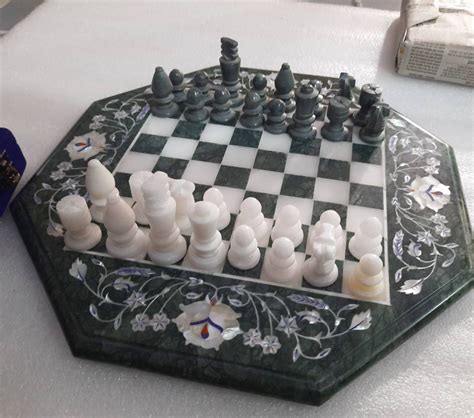 Chess Board Marble With Marble Pieces Stone Inlaid And Stone Etsy India