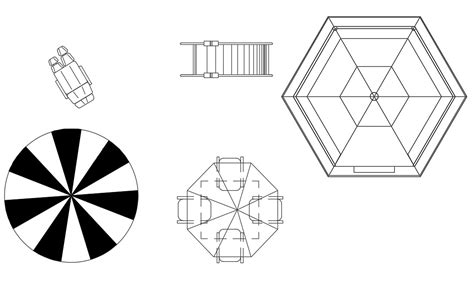 Autocad Drawing File Of The Various Types Of Restaurant Umbrella Block