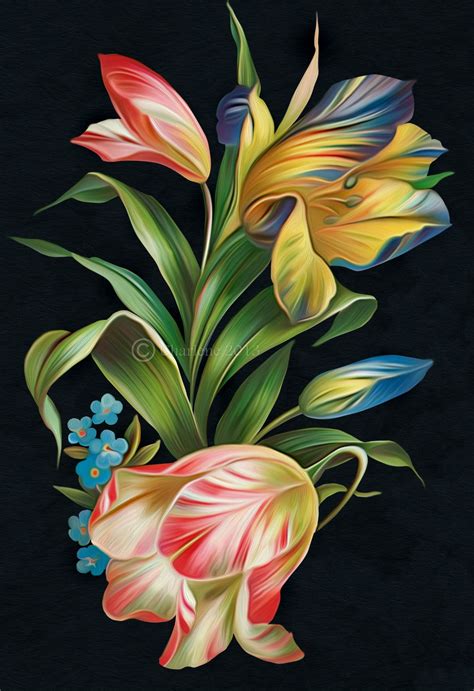 Floraldigital Painting Botanical Flower Art Flower Painting