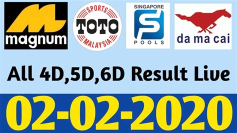 Fastest, accurate 4d results/prediction/statistic for toto, 1+3d damacai, magnum. Magnum Toto Damacai Today 4D Results 02-02-2020 | 4d ...