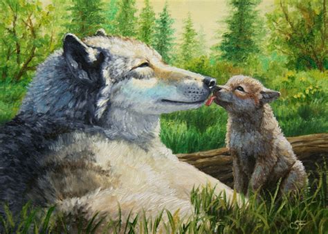 Crista Forests Animals And Art Miniature Painting No 28 Wolf Mother