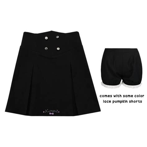 Kuromi Embroidery Black High Waist Skirt Kawaiienvy