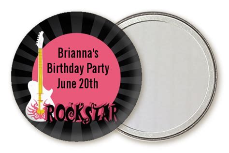 Rock Star Guitar Pink Birthday Party Pocket Mirror Favors