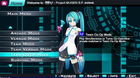 Hatsune Miku Project Mugen Sp Extend Alpha 1 Menu Preview Work In