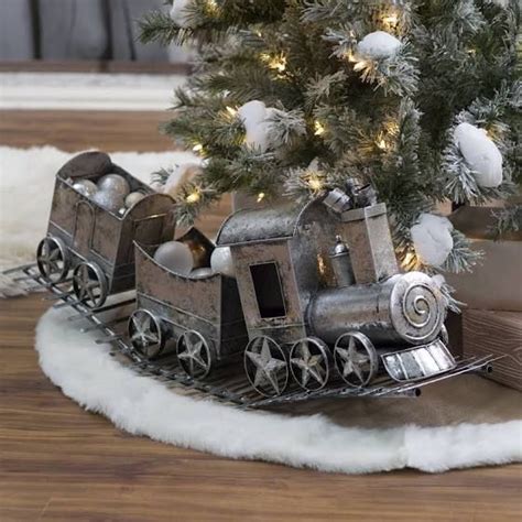 36 In Silver Metal Holiday Train 2030430 Train Decor Vintage