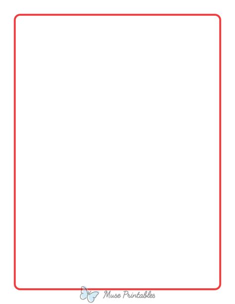 Printable Red Rounded Thin Line Page Border
