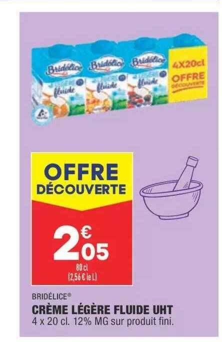 Promo Crème légère fluide uht bridélice chez ALDI