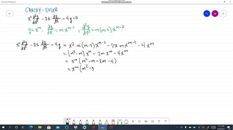 Ej 1 X2 D2ydx2 2x Dydx 4y0 Cauchy Euler Alexander Estrada