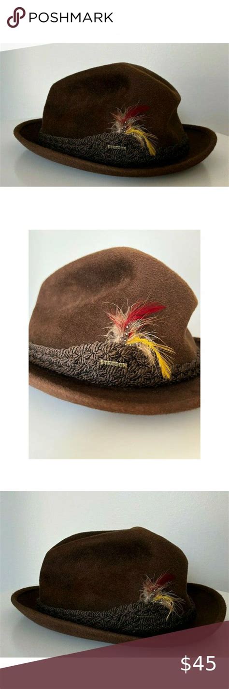 Vintage John B Stetson The Sovereign 7 38 Fedora Hat Brown Felt Fur