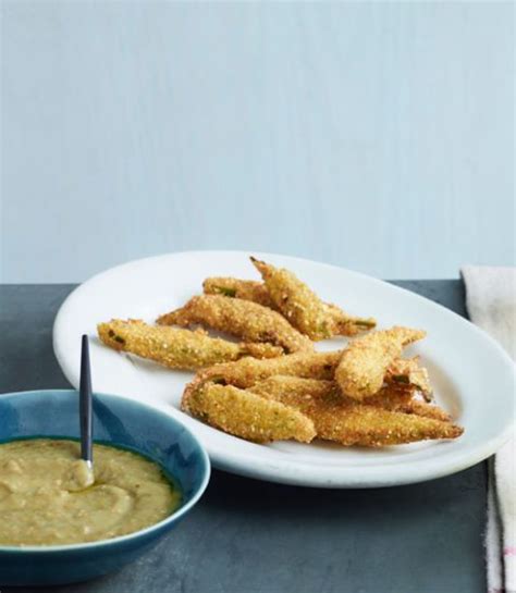 Emerald okra seeds produce spineless pods that stay tender even when large! Cornmeal Fried Okra with Eggplant Dip | Recipe ...