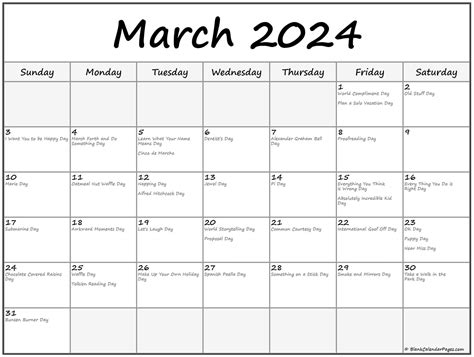 March 2024 Calendar With Wacky Holidays Corny Doralia