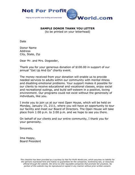 Donor Thank You Letter Template Database Letter Template Collection