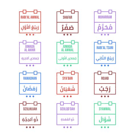 Elementi Di Calendario Islamic E Arabian Hijri Con Sfondo Trasparente