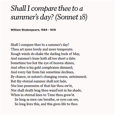 William Shakespeare S Sonnet 18 Read More Poems At Sonnet 18 Shakespeare