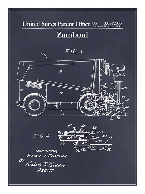 1971 Ice Hockey Zamboni Patent Print Art Poster Unframed