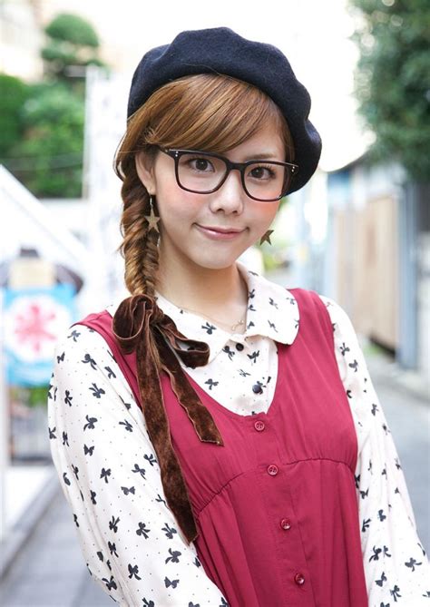 Cute Harajuku Girl With Black Glasses Japanese Women Beautiful Japanese Girl Harajuku Girls