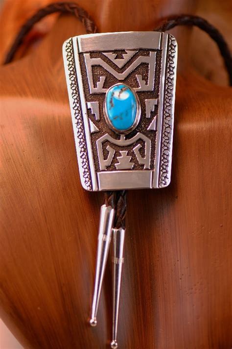 Navajo Sterling Silver Overlay Sleeping Beauty Turquoise Bolo Tie