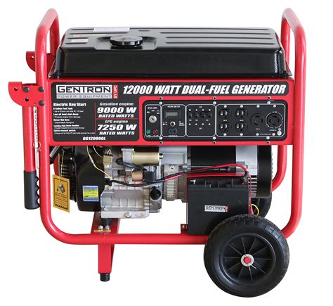 These portable 12000 watt generator incorporate the most recent technologies that solve your lighting and power needs efficiently. Gentron 12,000 Watt Electric Start Dual Fuel Portable ...