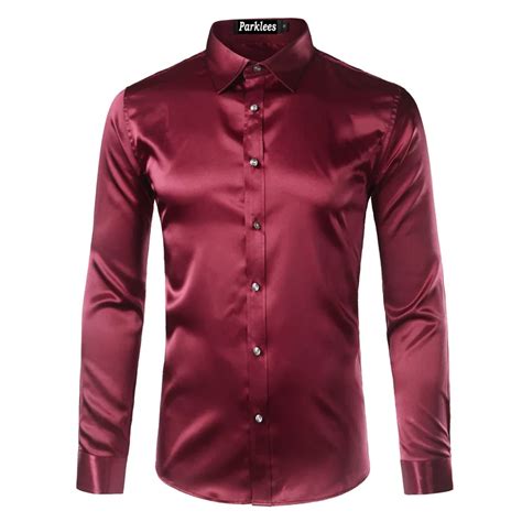 Promo Offer High Quality Silk Satin Shirt Men Chemise Homme 2017 Casual