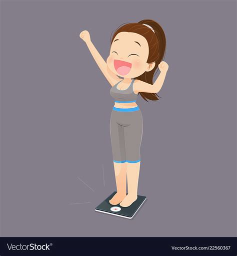 Cartoon Woman Is Happy For Loss Weight Royalty Free Vector