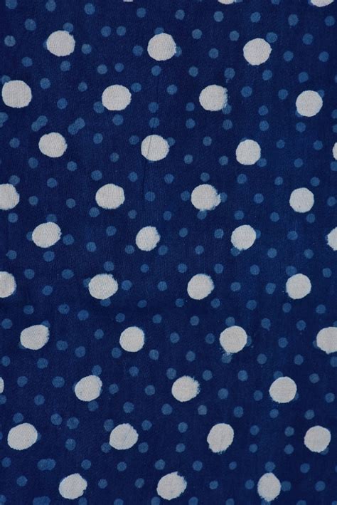 Buy Blue Polka Dots Print Cotton Fabric Online Qutun