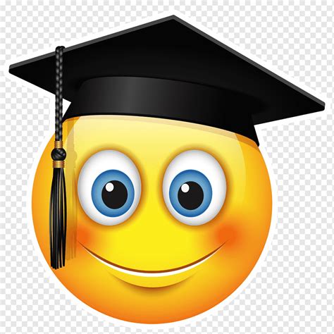 Sonrisa Emoji Con Sombrero Académico Ceremonia De Graduación Emoticon