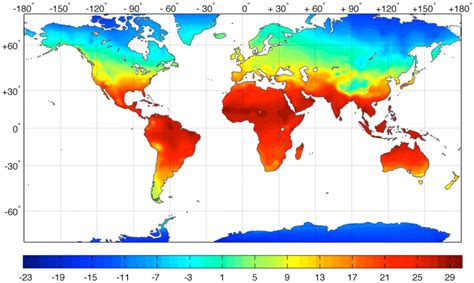 Global Distribution Of Annual Mean Temperature T °c Download