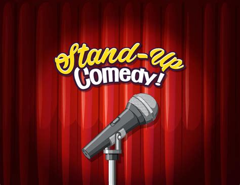 Stand Up Comedy Banner With Red Curtains Background Vector Art At Vecteezy