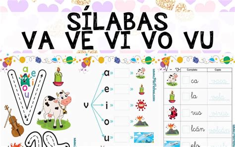 Fichas para Sílabas Va Ve Vi Vo Vu Materiales Educativos para Maestras