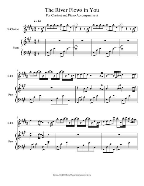 It is included in the pianist's second studio album, first love, which was released on 1 dec 2001. The River Flows in You for Clarinet and Piano sheet music for Clarinet, Piano download free in ...