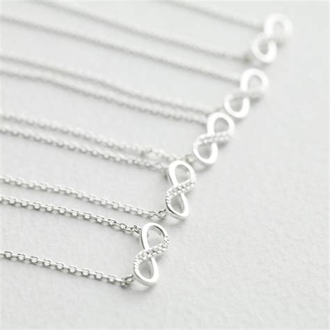 Bridesmaid Gifts Set Of 5pcs Simple Crystal Infinity Necklace On Luulla