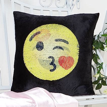 Amazon Com Emoji Pals Sequin Pillow X Kissy Face Home Kitchen