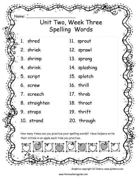 Spelling 4th Grade Worksheets