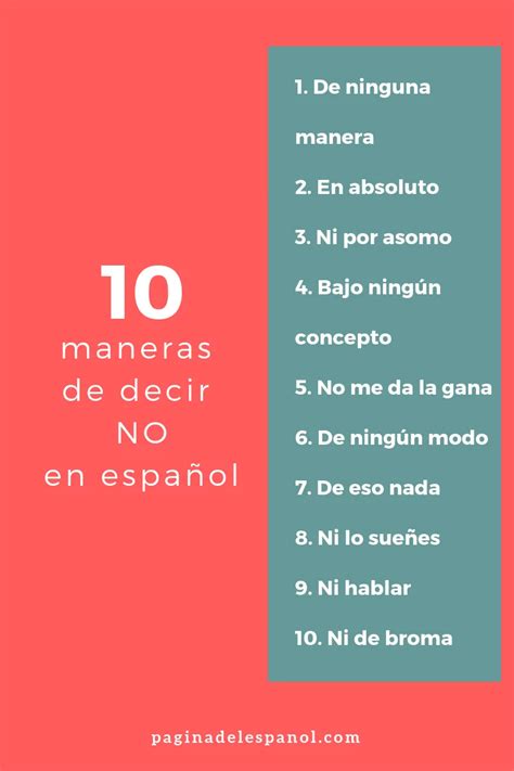 10 Maneras Diferentes De Decir No En Español Learning Spanish