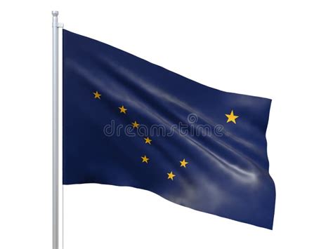 Alaska Us State Flag Waving On White Background Close Up Isolated