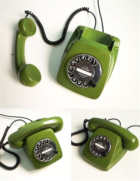 Vintage Dial Rotary Phone Green Telephone 70s