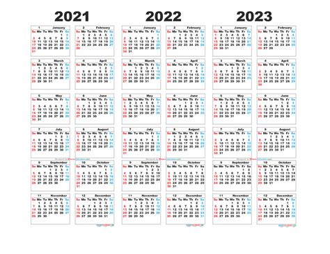 3 Year Calendar Printable