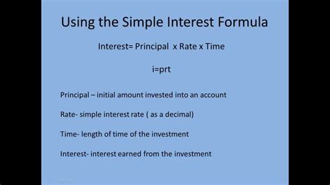 Using The Simple Interest Formula Word Problems Youtube