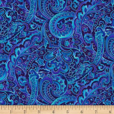 Timeless Treasures Metallic Regency Regal Paisley Blue From Fabricdotcom Designed By Chong A