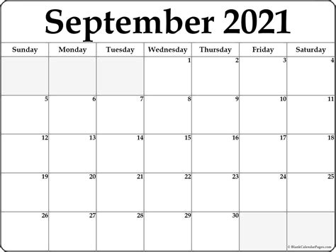 Easy to use online calendar of 2021, the dates are listed by month including all week numbers. September 2021 Monthly Calendar Template | Monthly ...