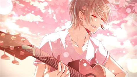 Hd Wallpaper Anime Boys Closed Eyes Guitar Musical Instrument
