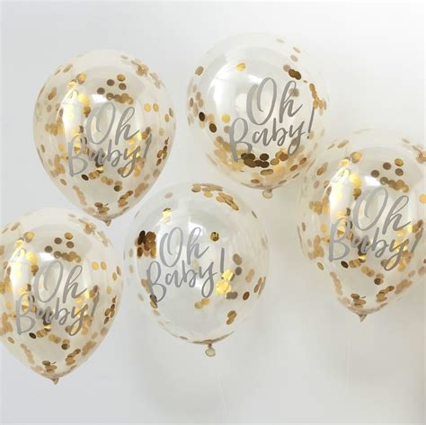 Oh Baby Printed Gold Confetti Balloons Oh Baby Pikasworld