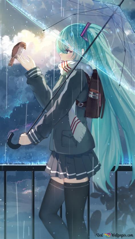 Hatsune Miku In The Rain Hd Wallpaper Download