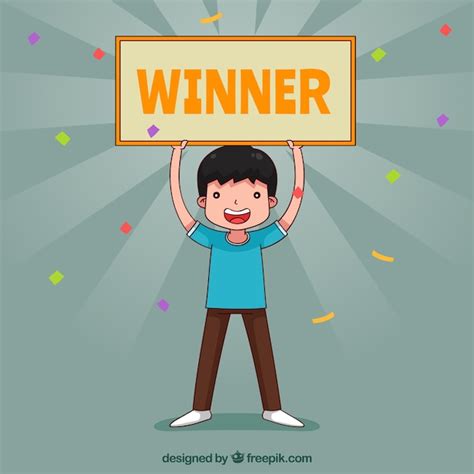 Free Vector Happy Cartoon Character Winning A Prize