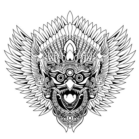Garuda Jatayu Balinese Tatto Style In Black And White 7717746 Vector