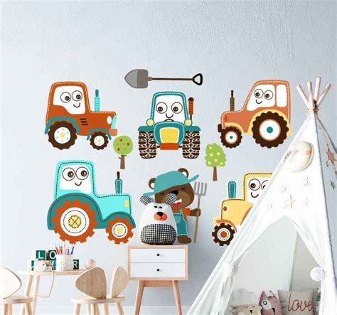 Vinilos Para Niños Pack Tractores Coloridos Tenvinilo